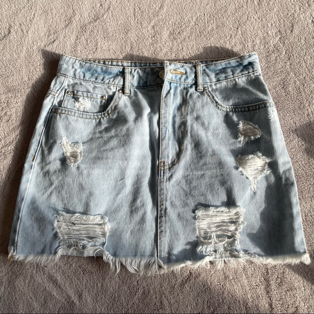 Forever 21 Distressed Jean Skirt